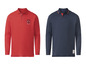 Zwei Langarm-Poloshirts, eines rot mit 'Ocean Cruise' Logo und eines dunkelblau mit einem rot-weiß-blauen Logo.