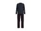 Herren-Pyjama: dunkelblaues Langarmshirt und karierte Hose.