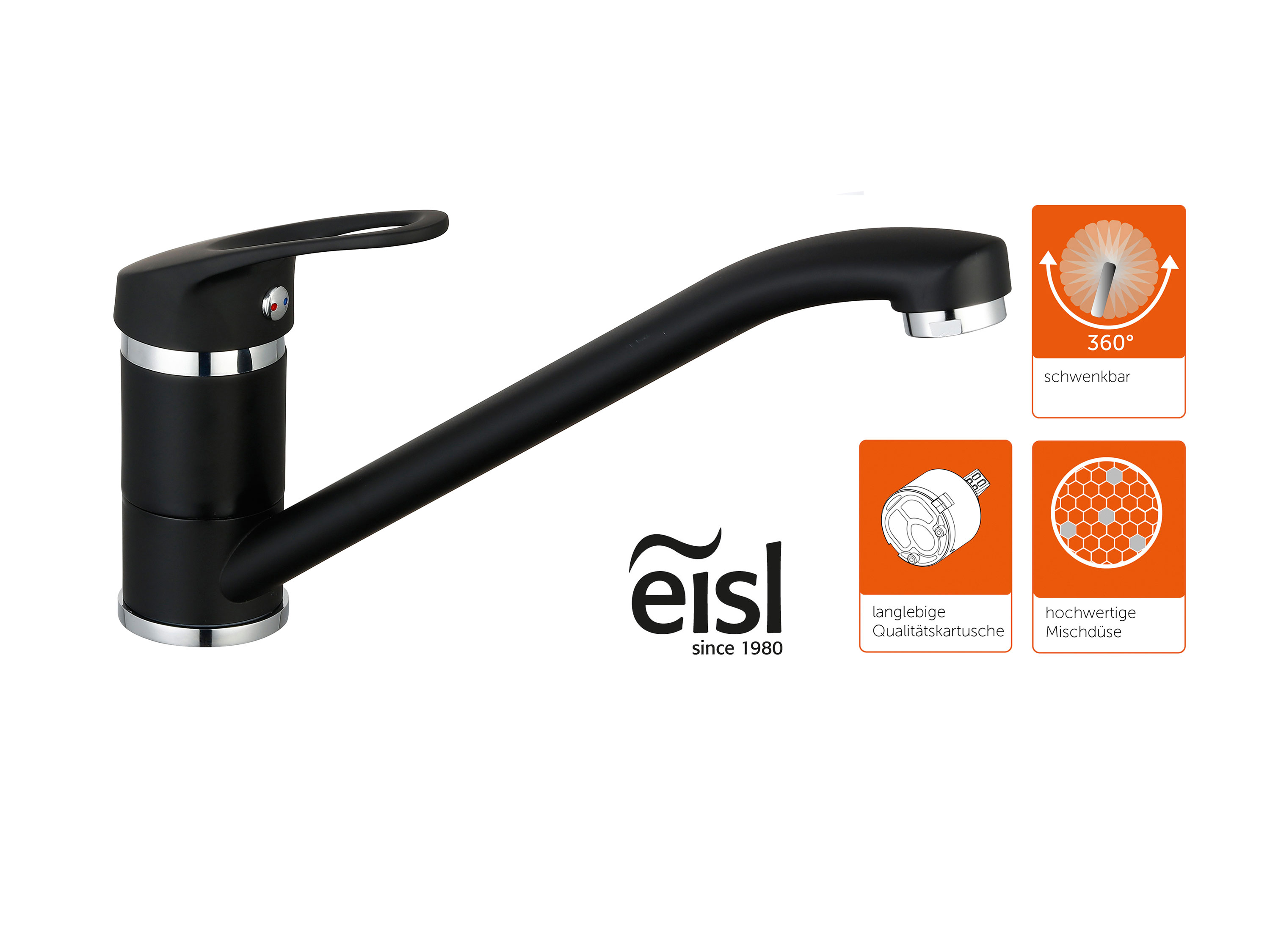Eisl Spültischarmatur Speed 360° schwenkbarer Wasserhahn, Mischbatterie Küche, Spültischarmatur – Bild 2 von 3