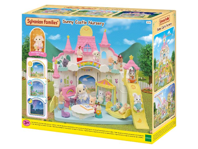 Sylvanian Families Erlebniskindergarten „Sonnenschloss“ mit Spielfigur Flora Kaninchenbaby Ciel