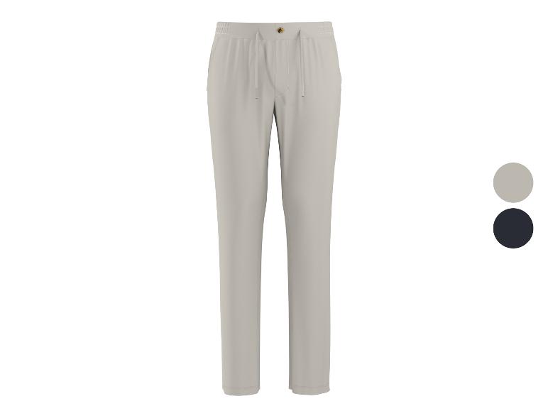 Beige Jogginghose mit verstellbarem Kordelzug und Knopf, mit zusätzlichen Farboptionen.