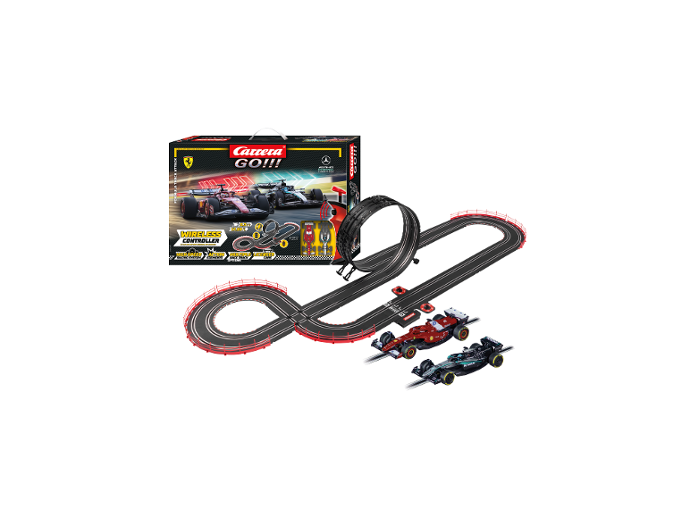 CARRERA Formula Track Attack Rennbahn mit zwei Autos und einem Looping.