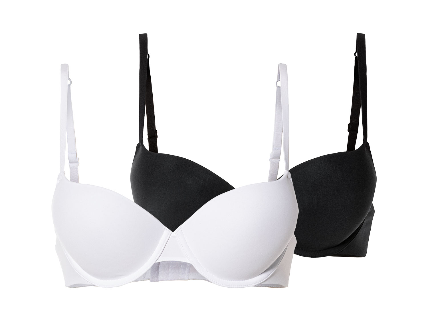 esmara® Damen Push Up BHs 2er Set (Schwarz/weiß, 85D) | 04335633077652