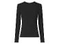 Damen-Langarmshirt in Schwarz mit Rippstruktur, Rückansicht