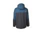 Blau-dunkelgraue Kinderjacke mit Kapuze, Rückansicht.