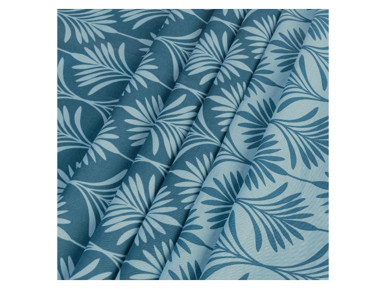 Marineblauer Stoff mit stilisiertem Blattmotiv.