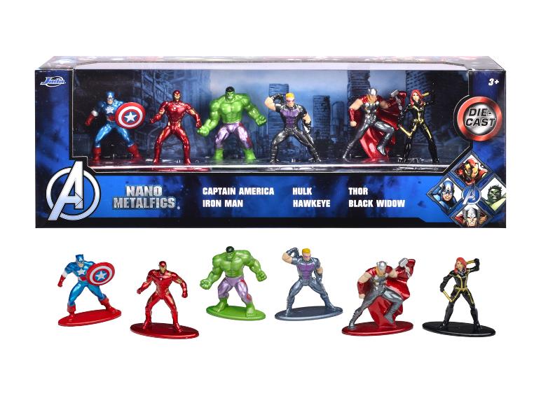 Avengers Nano Metalfigs 6er-Pack mit Captain America, Iron Man, Hulk, Hawkeye, Thor, Black Widow