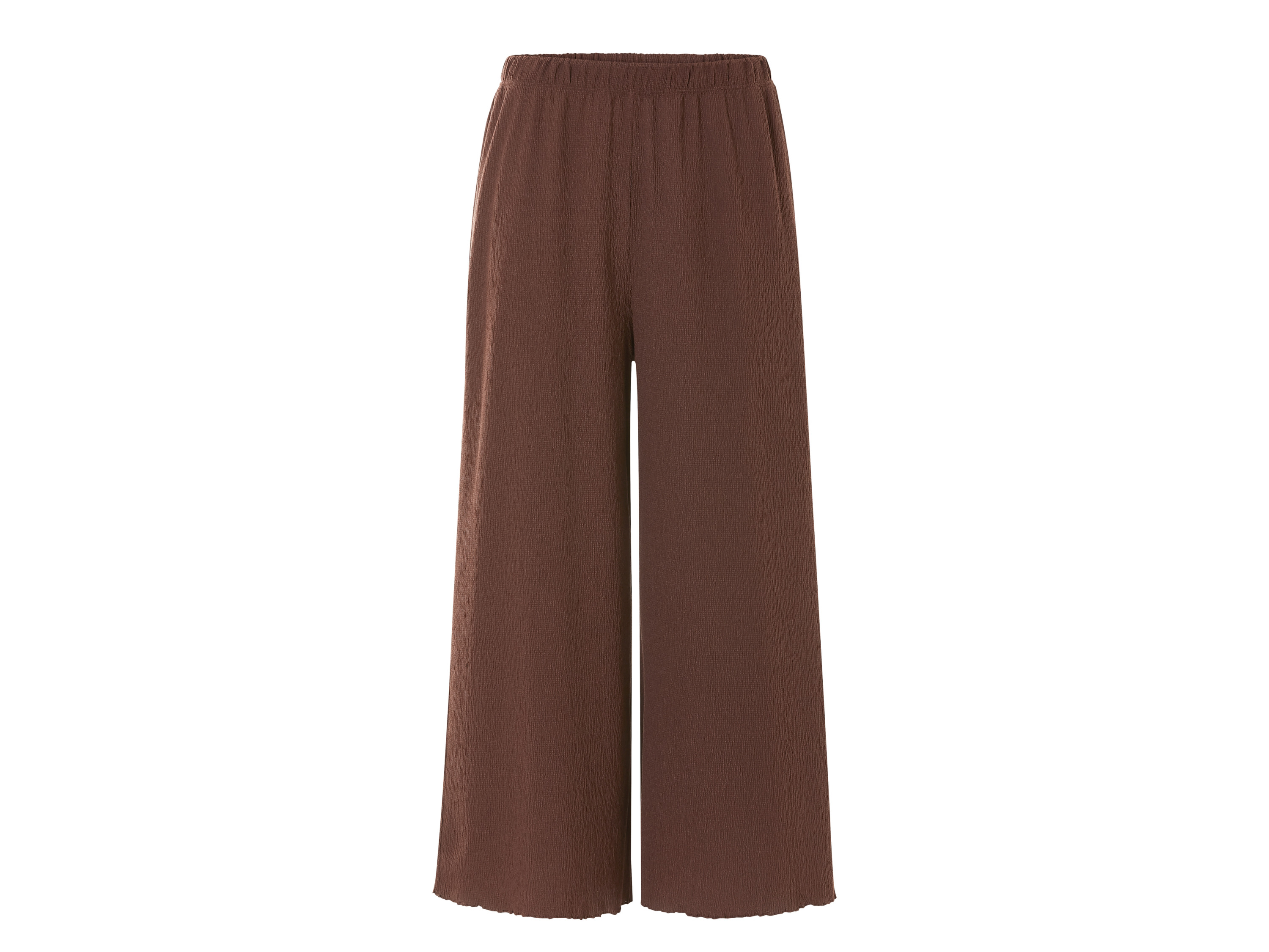 esmara® Damen Culotte Struktur (Braun, L (44/46))““ | elastischer Gummizugbund Passform: – Schnitt: weites Bein Leibhöhe: hohe Leibhöhe Länge: 3/4-Länge Material: Polyester recycelt, 2 % Elasthan Lycra® Pflegehinweis: waschen bei max. 30 °C Pflegeleicht nicht bleichen nicht im Wäschetrockner trocknen bügeln bis 150 °C Stufe 2. Dampfbügeleisen kann verwendet werden nicht trockenreinigen Größe: XS 32/34 – L 44/46 Meine Lidl-Größe – so einfach gehts Deine Größe findest du in der Lidl-Größentabelle . Oeko-Tex® Standard 100 Geprüft auf Schadstoffe Zertifizierungsnummer: 21.Hbd.79930 Hohenstein Htti Standard 100 by Oeko-Tex® ist die weltweit bekannteste, unabhängige Zertifizierung schadstoffgeprüfter Textil- und Lederprodukte aller Art – vom Garn und den Stoffen bis hin zum gebrauchsfertigen Artikel. Das Label bestätigt