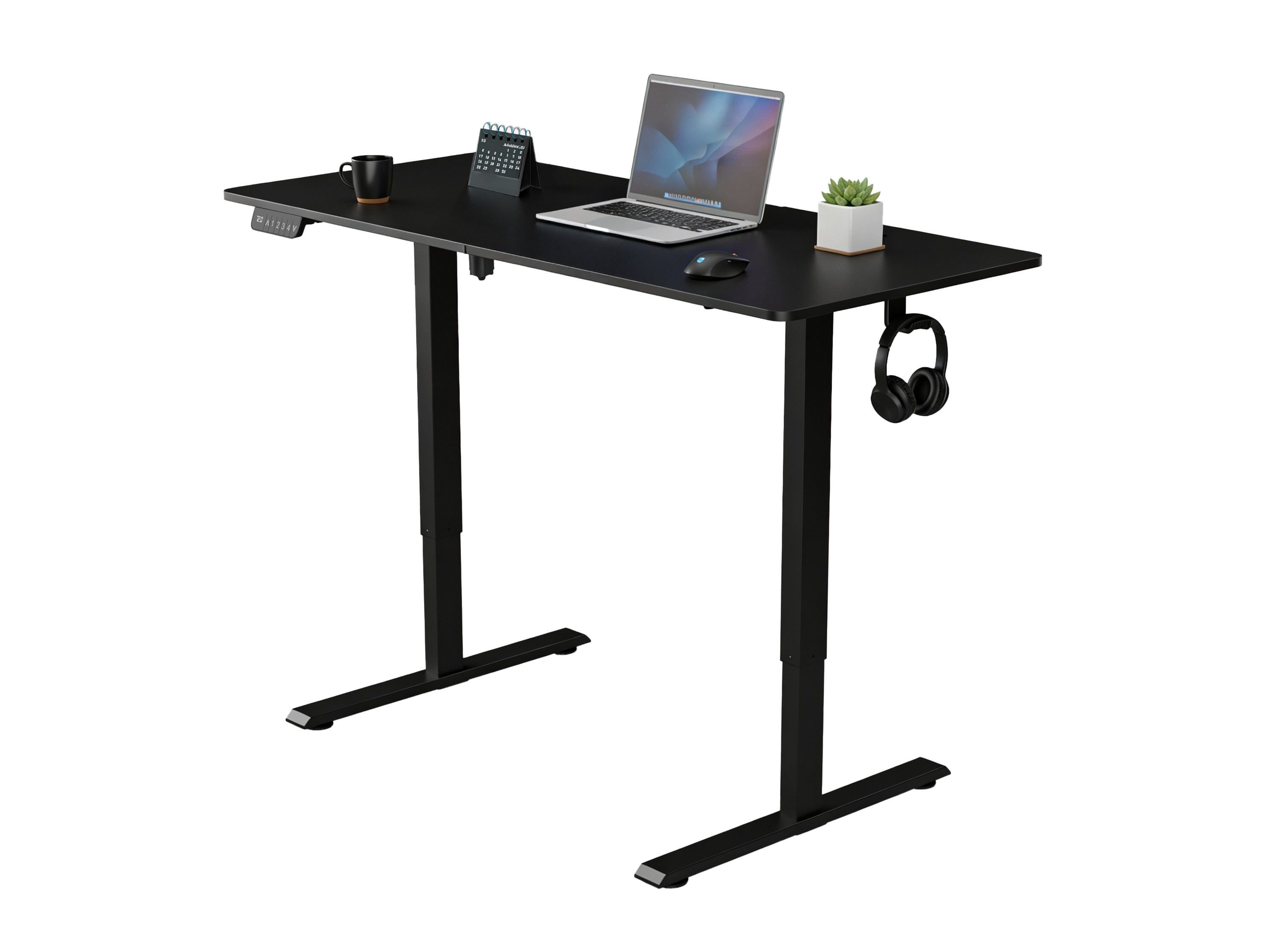 JUSKYS Schreibtisch Office Stand (140 x 60 cm, ohne Ablage, Schwarz) – Bild 2 von 4
