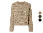 Beige Strickpullover mit durchbrochenen Details.