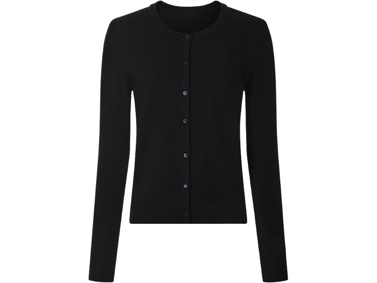 Schwarzer Langarm-Cardigan mit Knopfleiste.