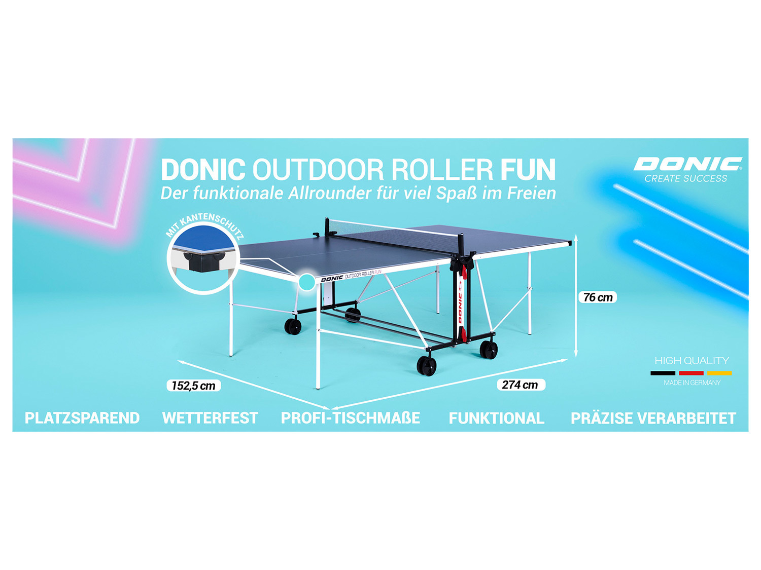 DONIC Tischtennisplatte Abd… Fun« »Outdoor inkl. Roller