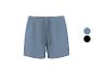 Blaue Damenshorts mit verstellbarem Kordelzug, mit blauen und schwarzen Farboptionen.