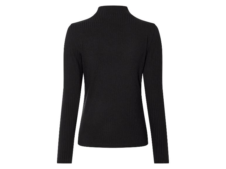 Schwarzer gerippter Rollkragenpullover.
