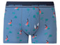 Blaue Boxershorts mit Palmen- und Surfbrett-Print von Happy Shorts.