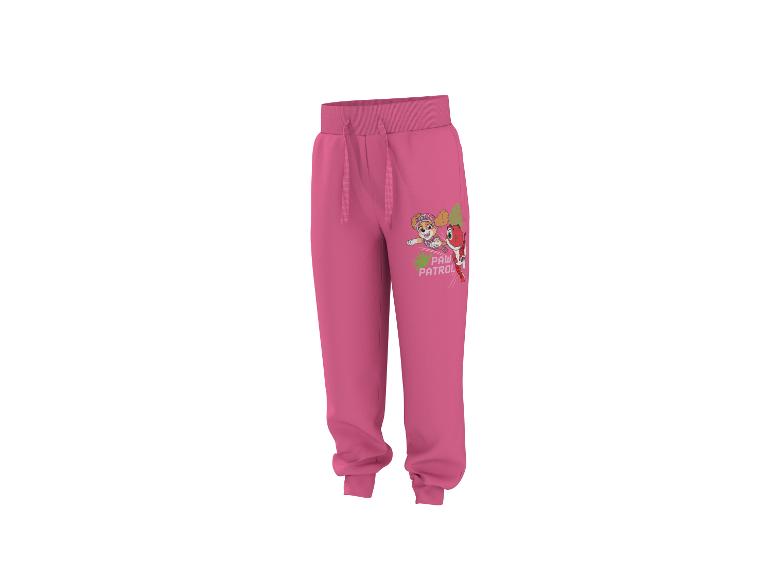 Pinke Mädchen-Jogginghose mit Zeichentrickfiguren-Aufdruck.