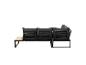 Dunkelgraues Gartensofa mit Holznebentisch und Metallrahmen