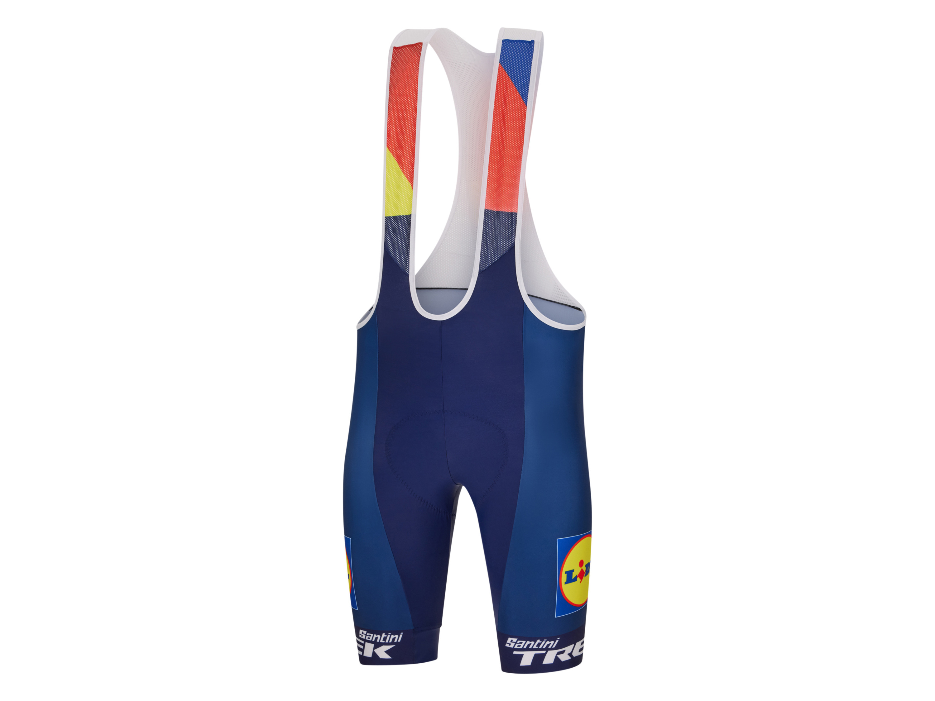Santini Team Lidl-Trek 2025 Herren Trägerhose – Fan Line (XL)““ | atmungsaktive Mesh-Hosenträger und reflektierende Details auf der Rückseite