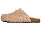 Beige Teddy-Stoff-Pantoletten mit Korksohle