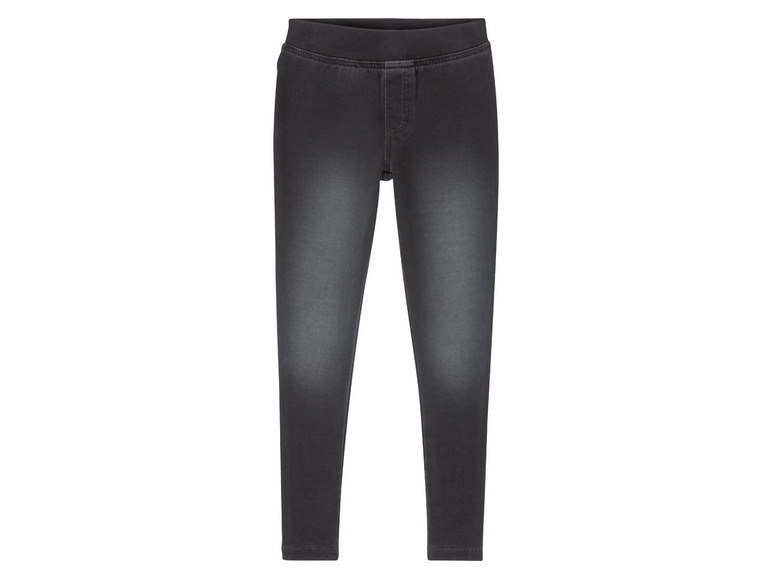 Dunkelgraue Jeansleggings für Mädchen.