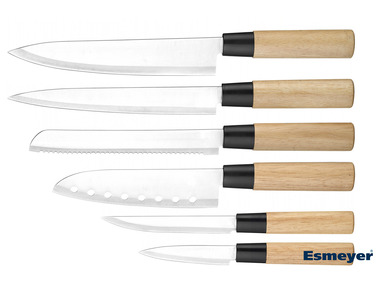 Esmeyer Asia Messerset 6-teilig aus Edelstahl/Holzgriff