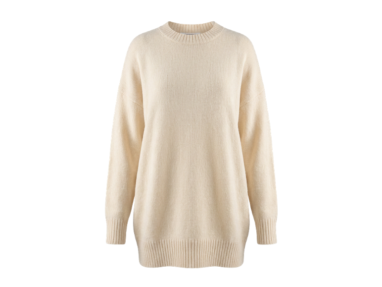 Langer Damen-Feinstrickpullover in Creme