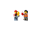 Zwei LEGO Minifiguren mit Pommes und einer Ketchupflasche.