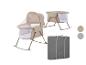 Faltbare und tragbare beige Babywiege, mit Tragetasche.