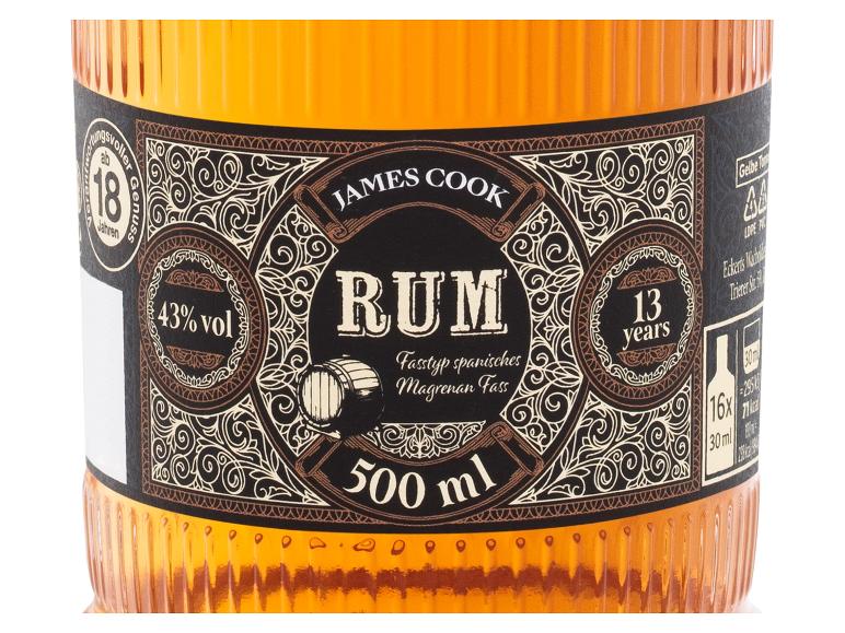 James Cook Rumflasche, 13 Jahre alt, 43% vol, 500 ml
