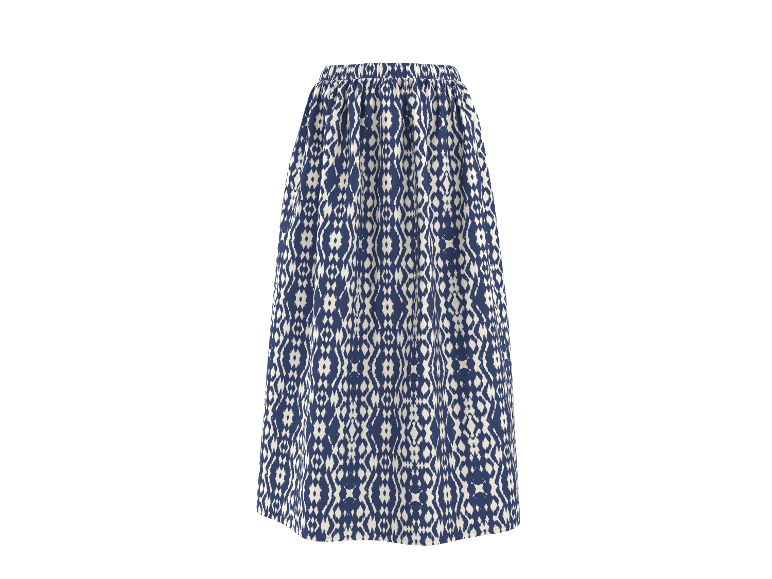 Maxirock mit blau-weißem Ikat-Muster