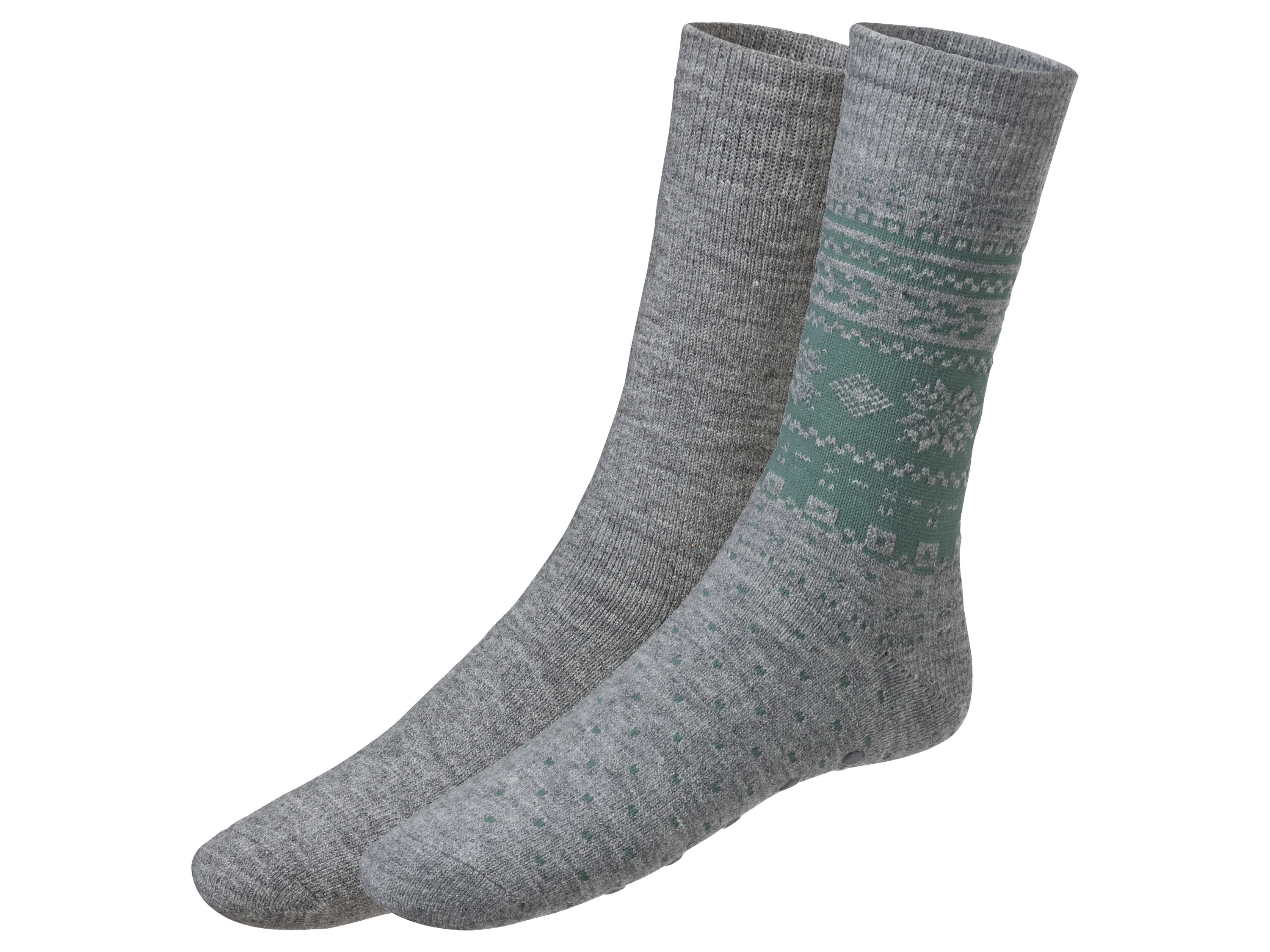 LIVERGY® Herren Socken Thermo (Grau/Grün, 43-46)““ | schwarz Muster: grau/grün: 1x Norwegenmuster Detail: rutschhemmende Silikonnoppen, angeraute Innenseite Multipack: 2 Paar Material: grau/grün: gemustert: Polyacryl, 28 % Polyester, 1 % Elasthan Lycra einfarbig: Polyacryl, 15 % Polyester, 1 % Elasthan Lycra® schwarz: Polyacryl, 15 % Polyester, 1 % Elasthan Lycra® Pflegehinweis: waschen bei max. 40 °C Pflegeleicht nicht bleichen nicht im Wäschetrockner trocknen nicht bügeln nicht trockenreinigen Größe: 39-42 – 43-46 Meine Lidl-Größe – so einfach gehts Einfach den Lidl-Größenrechner besuchen. Für deine Personengruppe und Produktgruppe die gemessenen Körpermaße eintragen und dann den Berechnen-Button betätigen. Schon wird dir deine Größe angezeigt. Oeko-Tex® Standard 100 Geprüft auf Schadstoffe Zertifizierungsnummer: Shgo 062525 Testex Standard 100 by Oeko-Tex® ist die weltweit bekannteste, unabhängige Zertifizierung schadstoffgeprüfter Textil- und Lederprodukte aller Art – vom Garn und den Stoffen bis hin zum gebrauchsfertigen Artikel. Das Label bestätigt
