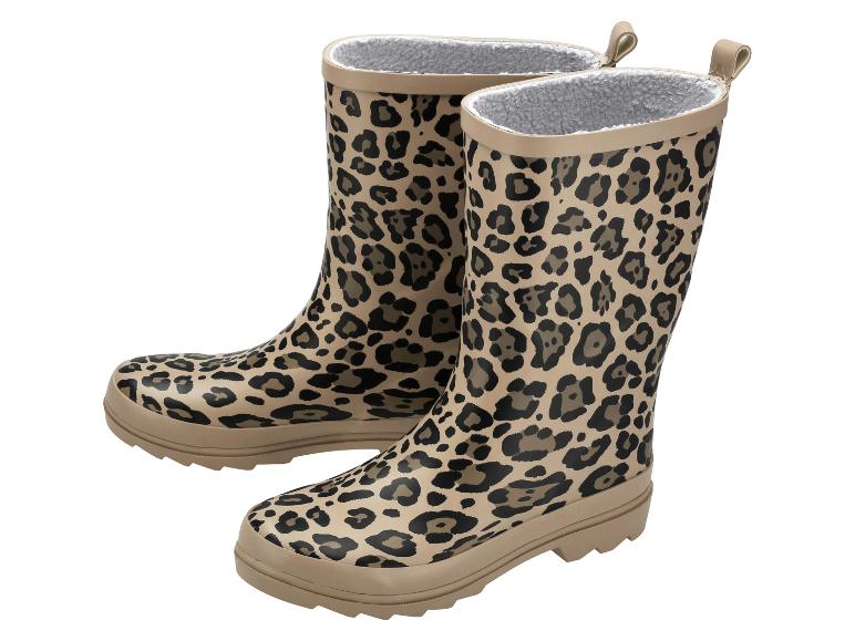 Regenstiefel mit Leopardenmuster und Kunstfellfutter