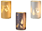 Drei LIVARNO® LED-Windlichter mit Weihnachtsmotiven: Hirsche und Weihnachtsbäume.