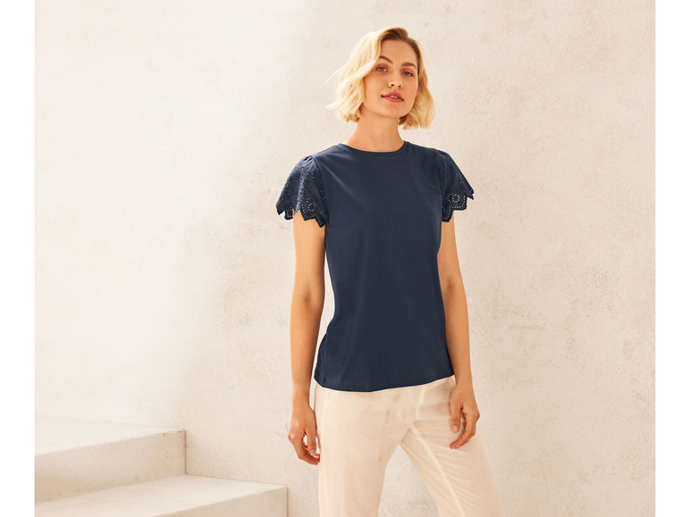 Gehe zu Vollbildansicht: esmara® Damen T-Shirt mit Spitze, aus reiner Baumwolle - Bild 6