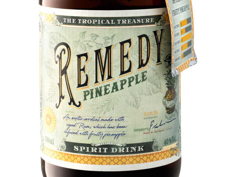 Gehe zu Vollbildansicht: Remedy Pineapple (Rum-Basis) mit Geschenkbox und Glas 40% Vol - Bild 4