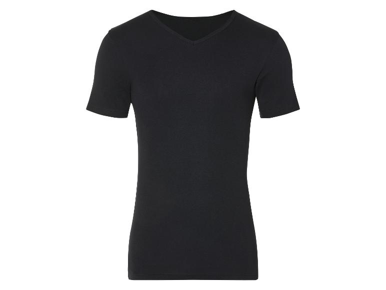 Schwarzes V-Neck T-Shirt.