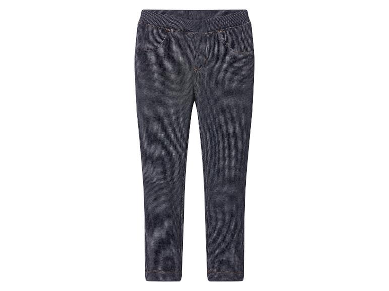 Dunkle Kinder-Denim-Leggings mit Kontrastnähten.