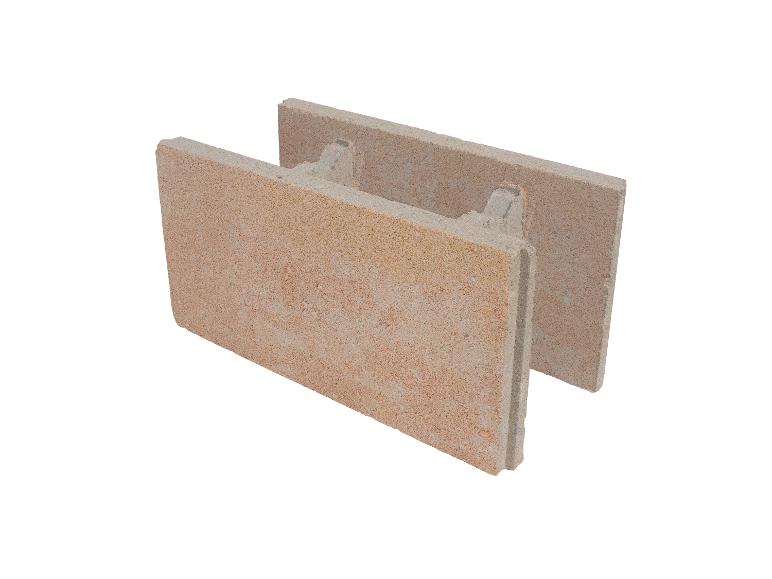 Zwei sandfarbene Porenbeton-Bausteine