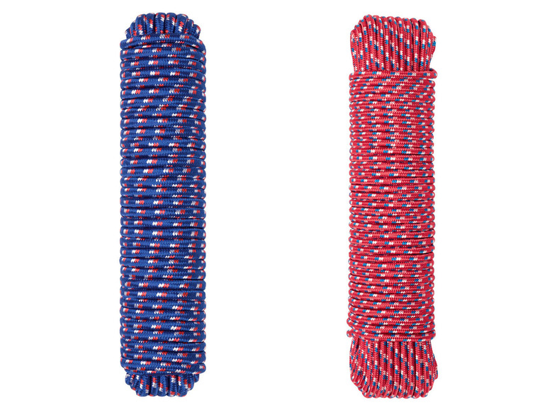 Zwei Rollen Seil, eine blaue und eine rote.