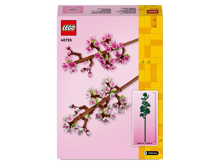 LEGO-Box mit rosa und weißen Kirschblüten, inklusive Aufbauanleitung.