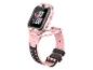 Rosa Kinder-Smartwatch mit Kamera und Digitalanzeige, mit Silikonarmband.