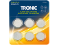 Packung mit 6 Lithium-Knopfzellen CR 2016, 80mAh, 3V.