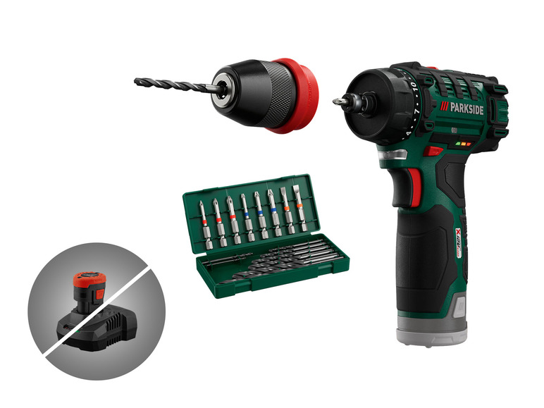 Go to full screen view: PARKSIDE® 12 V cordless drill »PBSA 12 D4«, without battery and charger - Image 1