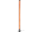 Lange, transparente Stehlampe mit glitzernder orangefarbener Flüssigkeit und Chromfuß.