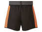 Schwarze Sport Shorts mit orangefarbenen Details.