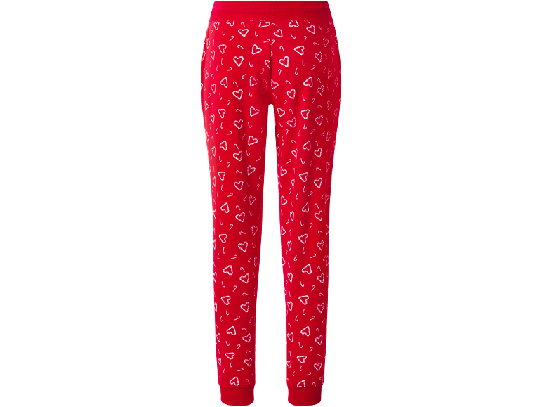 Rote Damen-Pyjamahose mit Allover-Muster aus Herzen und Zuckerstangen