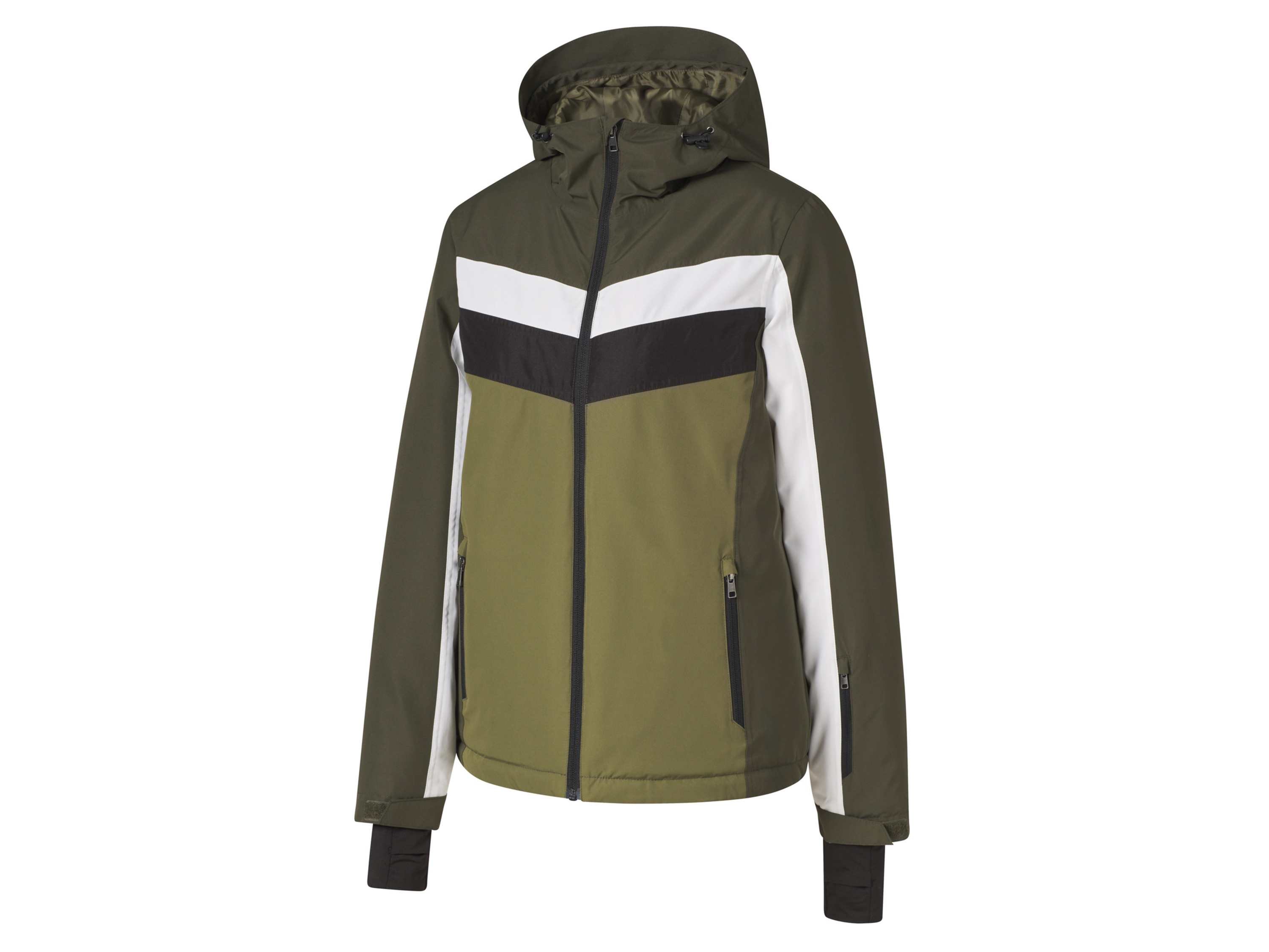 CRIVIT Damen Skijacke (Khaki, L(44/46))““ | Wassersäule des Obermaterials: 3.000 mm Verlängerte Rückenpartie Ärmelstulpe mit Daumenloch und weitenverstellbarer Armabschluss durch Klettverschluss Weitenverstellbarer Saum und Kapuze dank Kordelzug und Stopper Mit hochwertigem, recyceltem YKK-Markenreißverschluss Pink: Ärmelstulpe mit Daumenloch Mit hochwertigem, recyceltem YKK-Markenreißverschluss Schwarz: Ärmelstulpe mit Daumenloch Produktmerkmale tabletd Farbe: khaki, pink, schwarz Muster: – Detail: seitliche Reißverschlusstaschen Funktion: wind- und wasserdicht, mit versiegelten Hauptnähten