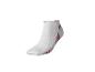 Weißer Sportsocken mit fuchsiafarbenen Akzenten.