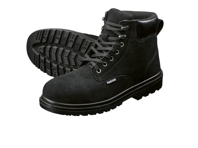 Schwarze Sicherheitsstiefel aus Wildleder mit profilierter Sohle