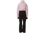 Damen-Skianzug mit rosa Jacke und schwarzer Hose, Rückansicht